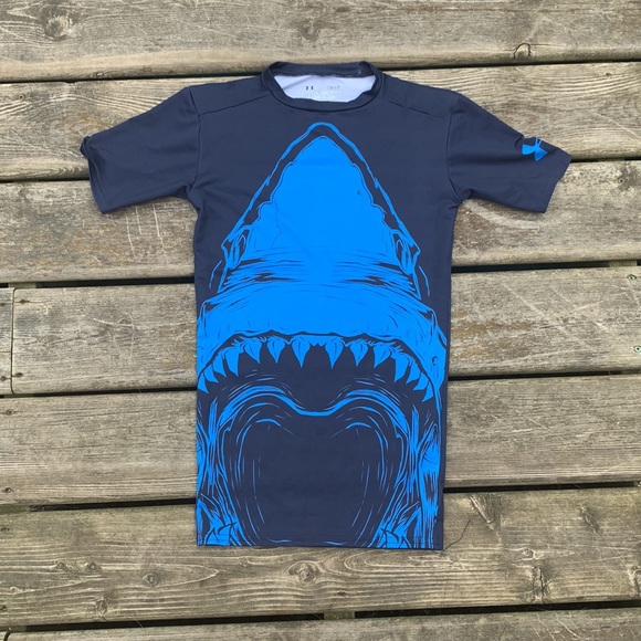 Under Armour Men's UA Beast Shark Compression Shirt, Midnight Navy - Picture 2 of 7